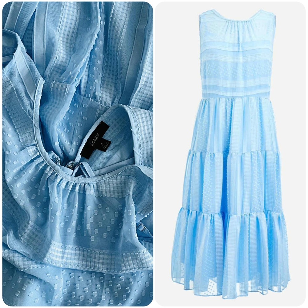 J. Crew Clip Dot Tiered Midi Dress